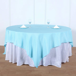 Create a Chic and Memorable Table Setting with the Blue Polyester Table Overlay
