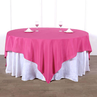 Enhance Your Event Decor with the Fuchsia Square Polyester Table Overlay Enhance Your Event Decor with the Fuchsia Square Polyester Table Overlay