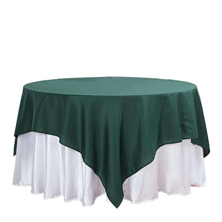 Elevate Your Dining Experience with the Hunter Emerald Green Square Polyester Table Overlay Elevate Your Dining Experience with the Hunter Emerald Green Square Polyester Table Overlay