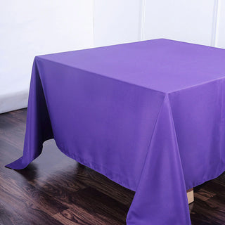 Create a Stunning Purple Table Decor with the 90"x90" Seamless Square Polyester Tablecloth