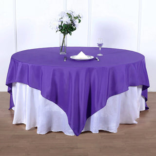 Create a Stunning Ambiance with the 90"x90" Purple Seamless Square Polyester Table Overlay