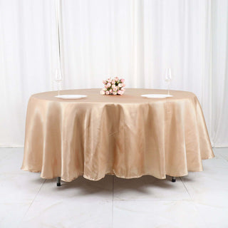 Elegant Nude Satin Round Tablecloth for a Touch of Glamour Elegant Nude Satin Round Tablecloth for a Touch of Glamour