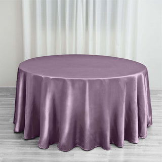 Elegant Violet Amethyst Satin Tablecloth for Event Decor Elegant Violet Amethyst Satin Tablecloth for Event Decor