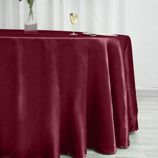 Add Elegance to Your Event with the Burgundy Satin Tablecloth