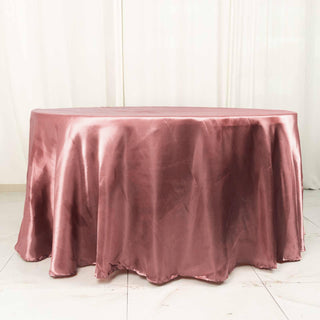 Elevate Your Event with the 120" Cinnamon Rose Seamless Satin Round Tablecloth