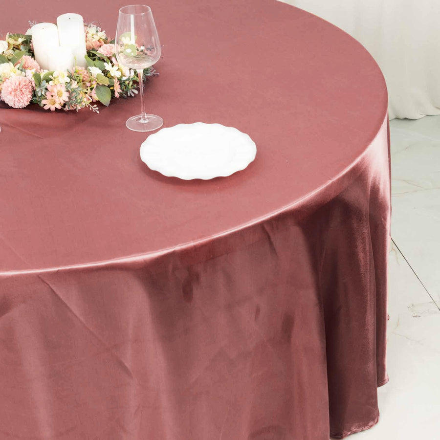 120inch Cinnamon Rose Seamless Satin Round Tablecloth