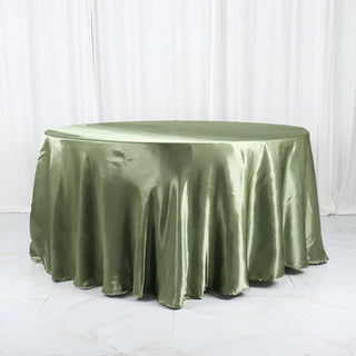 Elevate Your Event with the Dusty Sage Green Satin Round Tablecloth
