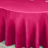 120" Fuchsia Satin Round Tablecloth
