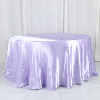 Elegant Lavender Lilac Satin Round Tablecloth for a Perfect Celebration