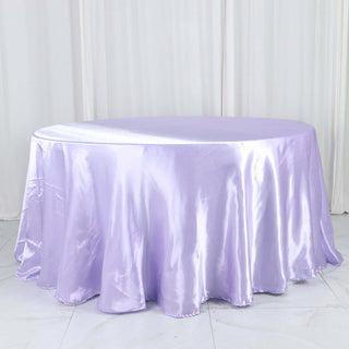 Elegant Lavender Lilac Satin Round Tablecloth for a Perfect Celebration Elegant Lavender Lilac Satin Round Tablecloth for a Perfect Celebration