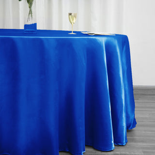Add a Touch of Elegance with the Royal Blue Satin Round Tablecloth