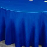 120 inch Royal Blue Satin Round Tablecloth