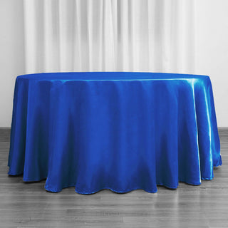 Unleash the Beauty of Royal Blue with the Seamless Satin Round Tablecloth Unleash the Beauty of Royal Blue with the Seamless Satin Round Tablecloth