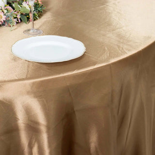 Elevate Your Event with the Taupe Satin Tablecloth Elevate Your Event with the Taupe Satin Tablecloth
