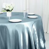 132inch Dusty Blue Seamless Satin Round Tablecloth