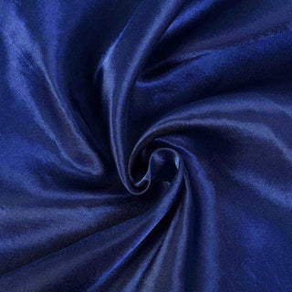 Experience Luxury with the Navy Blue Seamless Satin Round Tablecloth