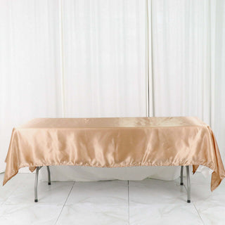 Elegant Nude Smooth Satin Rectangular Tablecloth Elegant Nude Smooth Satin Rectangular Tablecloth