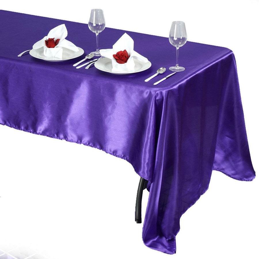 60x126 Purple Satin Rectangular Tablecloth