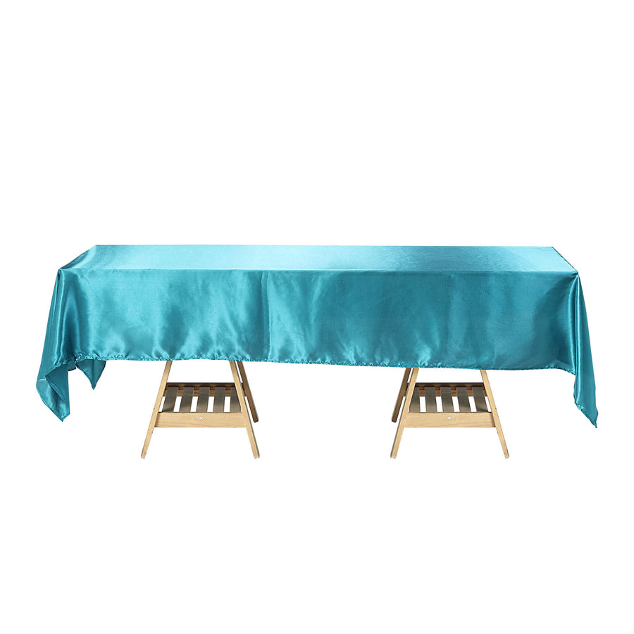 60x126inch Teal Satin Rectangular Tablecloth