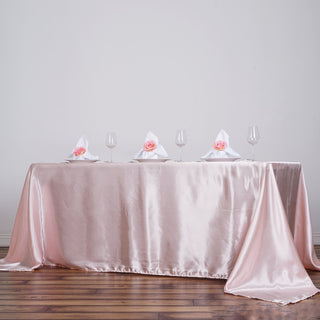 Elevate Your Event Décor with the Blush Satin Seamless Rectangular Tablecloth