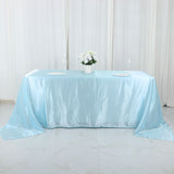 90x132Inch Blue Satin Seamless Rectangular Tablecloth