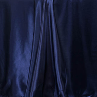 Elevate Your Event Decor with the Navy Blue Satin Tablecloth Elevate Your Event Decor with the Navy Blue Satin Tablecloth