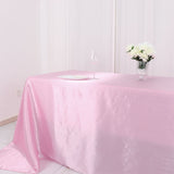 90x132Inch Pink Satin Seamless Rectangular Tablecloth