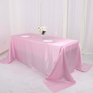 Create a Memorable Event with the Pink Satin Seamless Rectangular Tablecloth Create a Memorable Event with the Pink Satin Seamless Rectangular Tablecloth