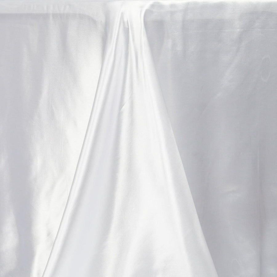 90x132Inch White Satin Seamless Rectangular Tablecloth