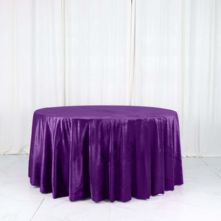 Elevate Your Table Décor with the Luxurious 120" Purple Velvet Round Tablecloth Elevate Your Table Décor with the Luxurious 120" Purple Velvet Round Tablecloth