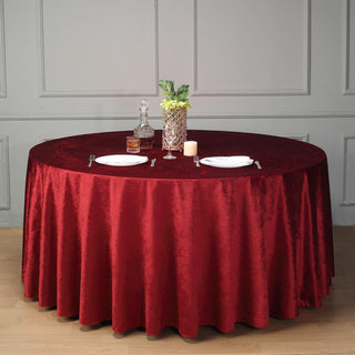 Enhance Your Table Decor with the Burgundy Velvet Round Tablecloth
