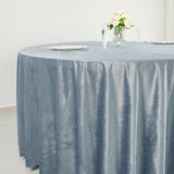 120inch Dusty Blue Seamless Premium Velvet Round Tablecloth, Reusable Linen
