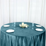 120Inch Peacock Teal Seamless Premium Velvet Round Tablecloth, Reusable Linen