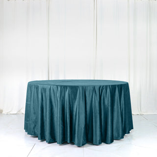 Elevate Your Table Decor with the Peacock Teal Velvet Round Tablecloth