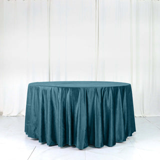 Elevate Your Table Decor with the Peacock Teal Velvet Round Tablecloth Elevate Your Table Decor with the Peacock Teal Velvet Round Tablecloth