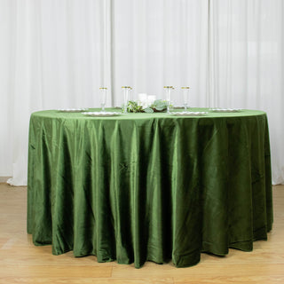 Elevate Your Table Decor with the Olive Green Velvet Round Tablecloth
