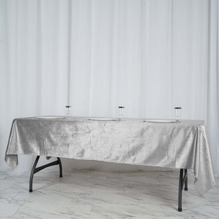 Elevate Your Table Decor with the Silver Premium Velvet Tablecloth Elevate Your Table Decor with the Silver Premium Velvet Tablecloth