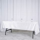 60x102inch White Seamless Premium Velvet Rectangle Tablecloth, Reusable Linen