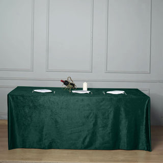 Elevate Your Event Decor with the 90x156 Hunter Emerald Green Premium Velvet Rectangle Tablecloth