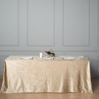 Elevate Your Event Decor with the Luxurious Champagne Velvet Tablecloth
