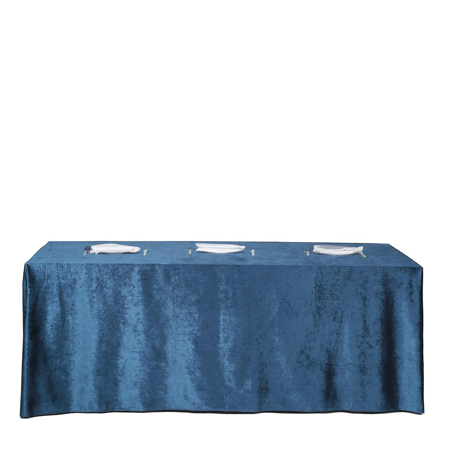 90inch x 156inch Navy Blue Seamless Premium Velvet Rectangle Tablecloth, Reusable Linen