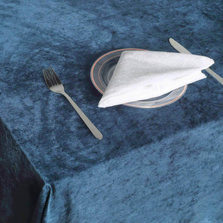 Enhance Your Event with the Navy Blue Seamless Premium Velvet Rectangle Tablecloth Enhance Your Event with the Navy Blue Seamless Premium Velvet Rectangle Tablecloth