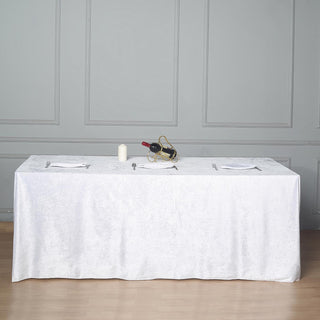 Elevate Your Event Décor with the Luxurious 90"x156" White Seamless Premium Velvet Rectangle Tablecloth