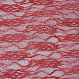54 Inch x 15 Yards | Red Floral Lace Shimmer Tulle Fabric Bolt | TableclothsFactory#whtbkgd