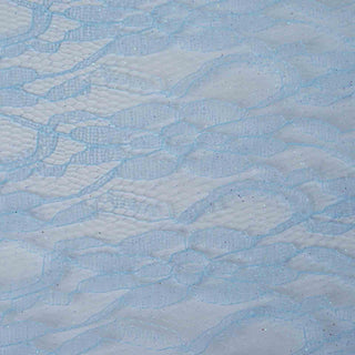 Create Unforgettable Memories with Serenity Blue Floral Lace Shimmer Tulle Fabric Bolt