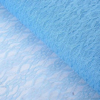 Unleash Your Creativity with Serenity Blue Floral Lace Shimmer Tulle Fabric Bolt