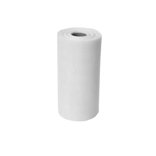 White roll of fabric material on a plain background