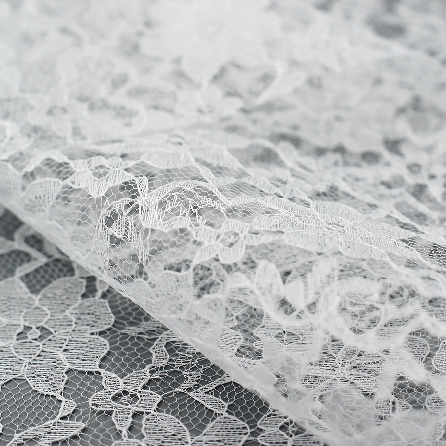 56 inches x15 Yards White Lace Fabric Bolt