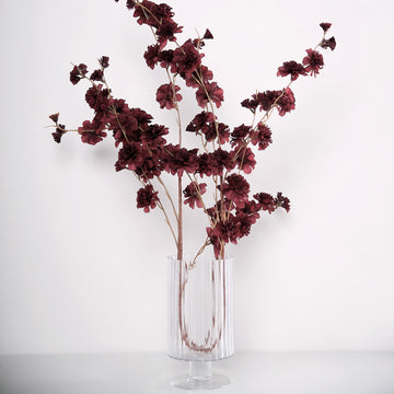 2 Branches 42" Tall Burgundy Artificial Silk Carnation Flower Stems