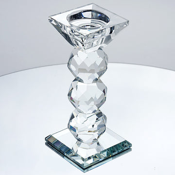 6" Tall Gemcut Premium Crystal Glass Votive Candle Holder Stand